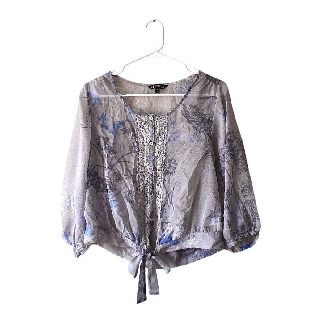 Express Indigo Floral Women's Blouse